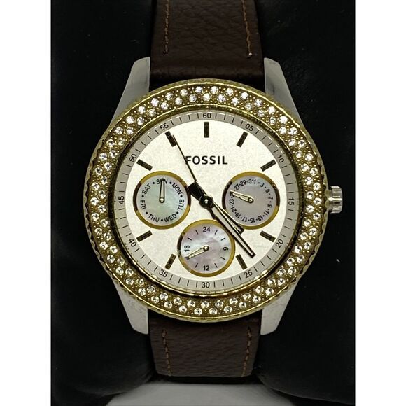Fossil Stella ES2944 Women's Brown Leather Strap Analog Dial Quartz Watch EY476 - Picture 2 of 12